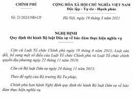 Nghị định 21/2021/NĐ-CP quy định về bảo đảm thực hiện nghĩa vụ