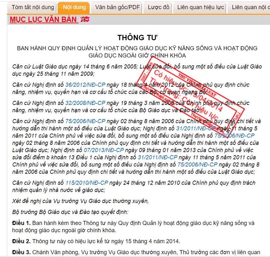 Thông tư 04/2014/TT-BGDĐT