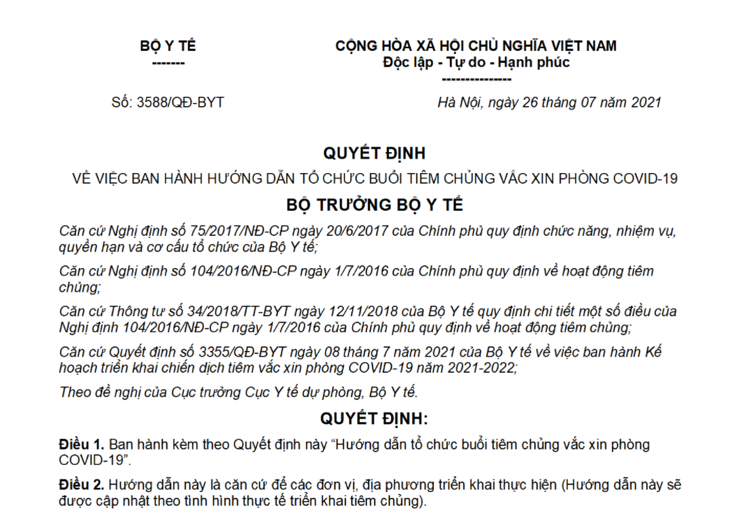 Quyết định 3588/QĐ-BYT năm 2021
