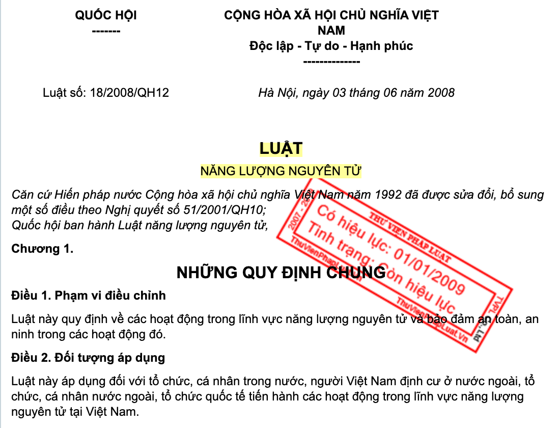 Luật năng lượng nguyên tử 2008