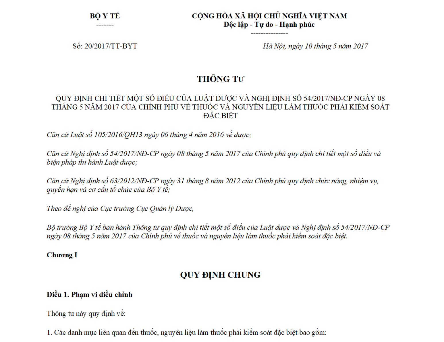Thông tư 20/2017/TT-BYT