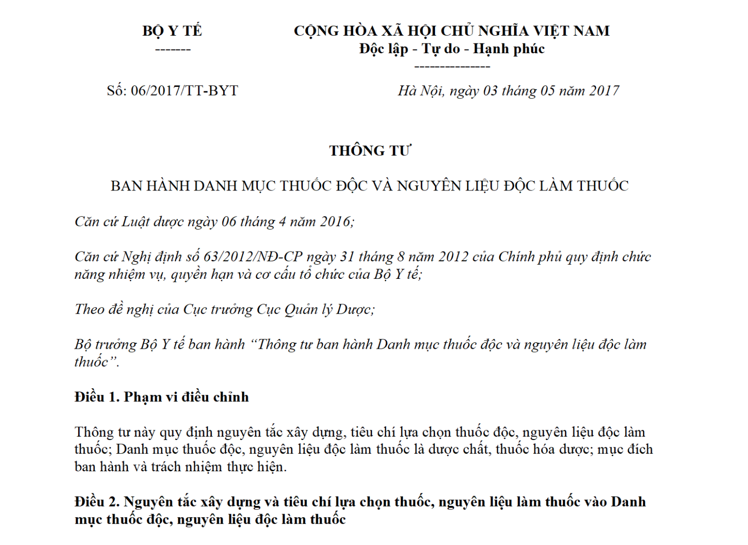 Thông tư 06/2017/TT-BYT