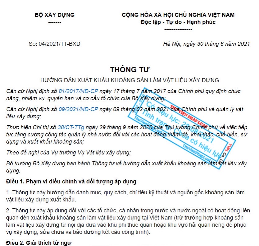 Thông tư 04/2021/TT-BXD