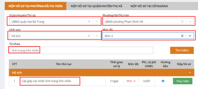 Thủ tục xin xác nhận tình trạng hôn nhân trực tuyến tại Hà Nội