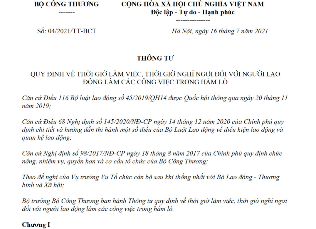 Thông tư số 04/2021/TT-BCT