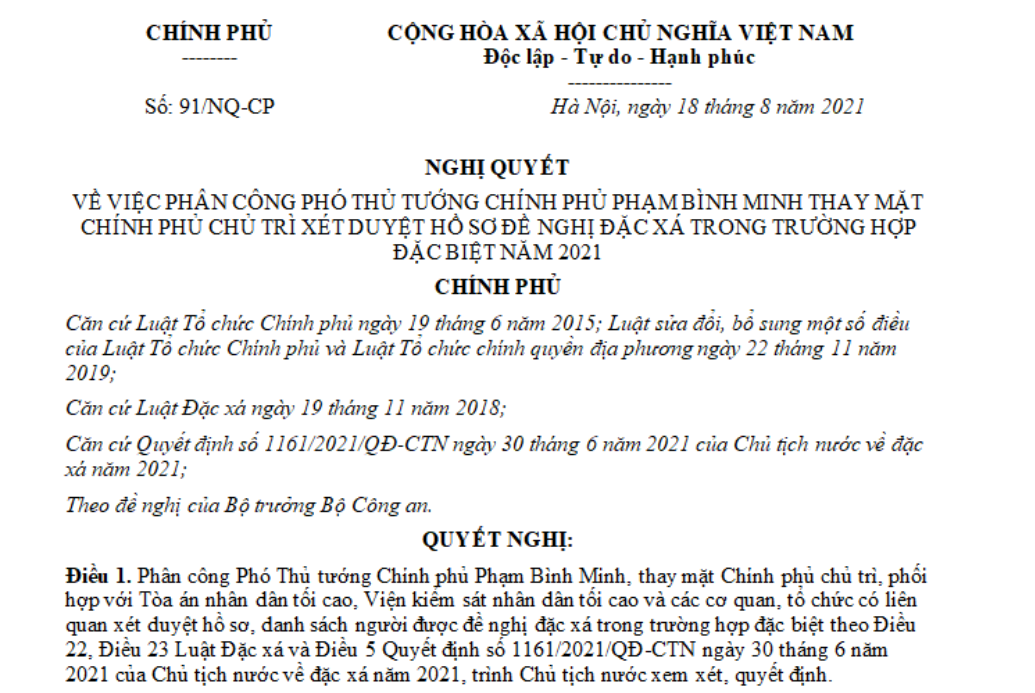 Nghị quyết 91/NQ-CP