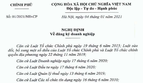 Nghị định 01/2021/NĐ-CP