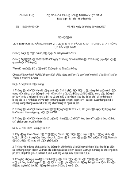 Nghị định 118/2017/NĐ-CP
