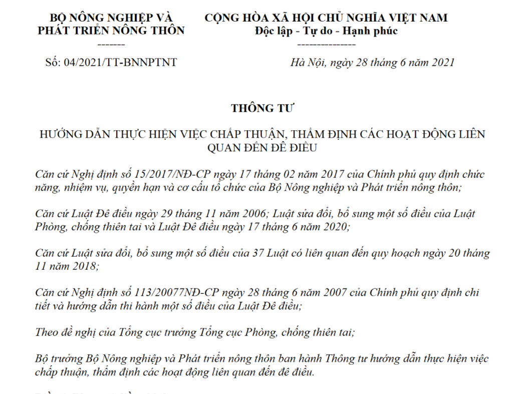 Thông tư 04/2021/TT-BNNPTNT