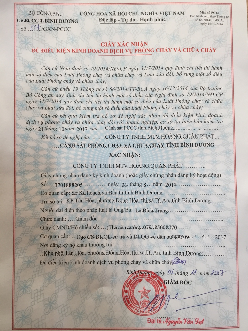 Thủ tục kinh doanh dịch vụ phòng cháy chữa cháy