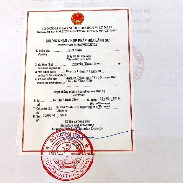 Hướng dẫn hợp pháp hóa lãnh sự
