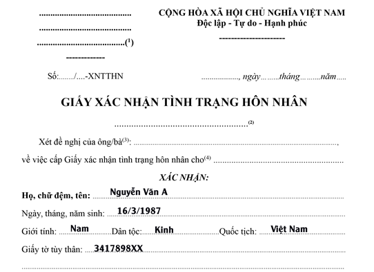 Mẫu giấy chứng nhận độc thân-Tải xuống mẫu giấy chứng nhận độc thân