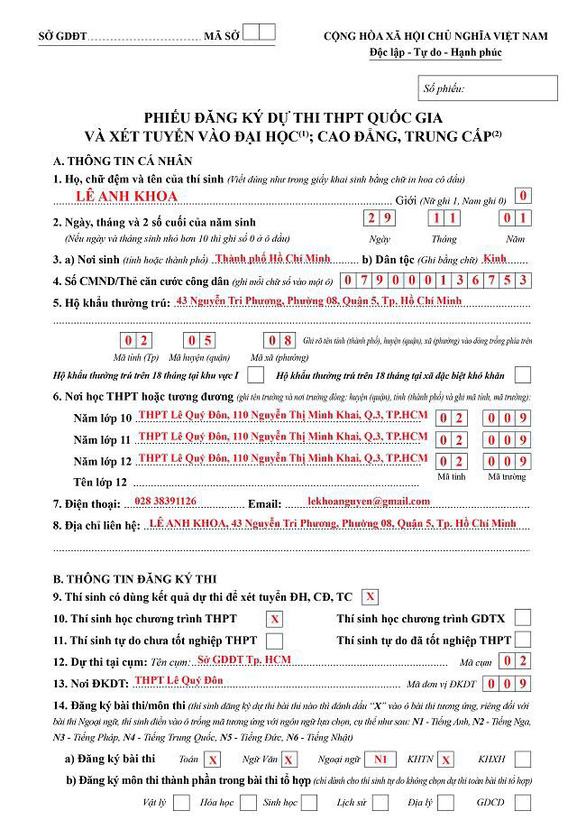 Bộ hồ sơ thi tốt nghiệp THPT bao gồm những gì?