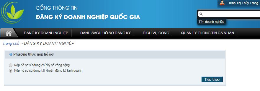 Đăng ký tài khoản ngân hàng với sở kế hoạch đầu tư qua mạng