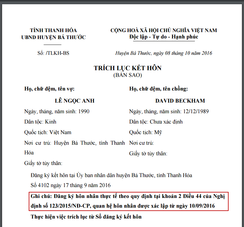 Đăng ký cấp bản sao trích lục kết hôn online