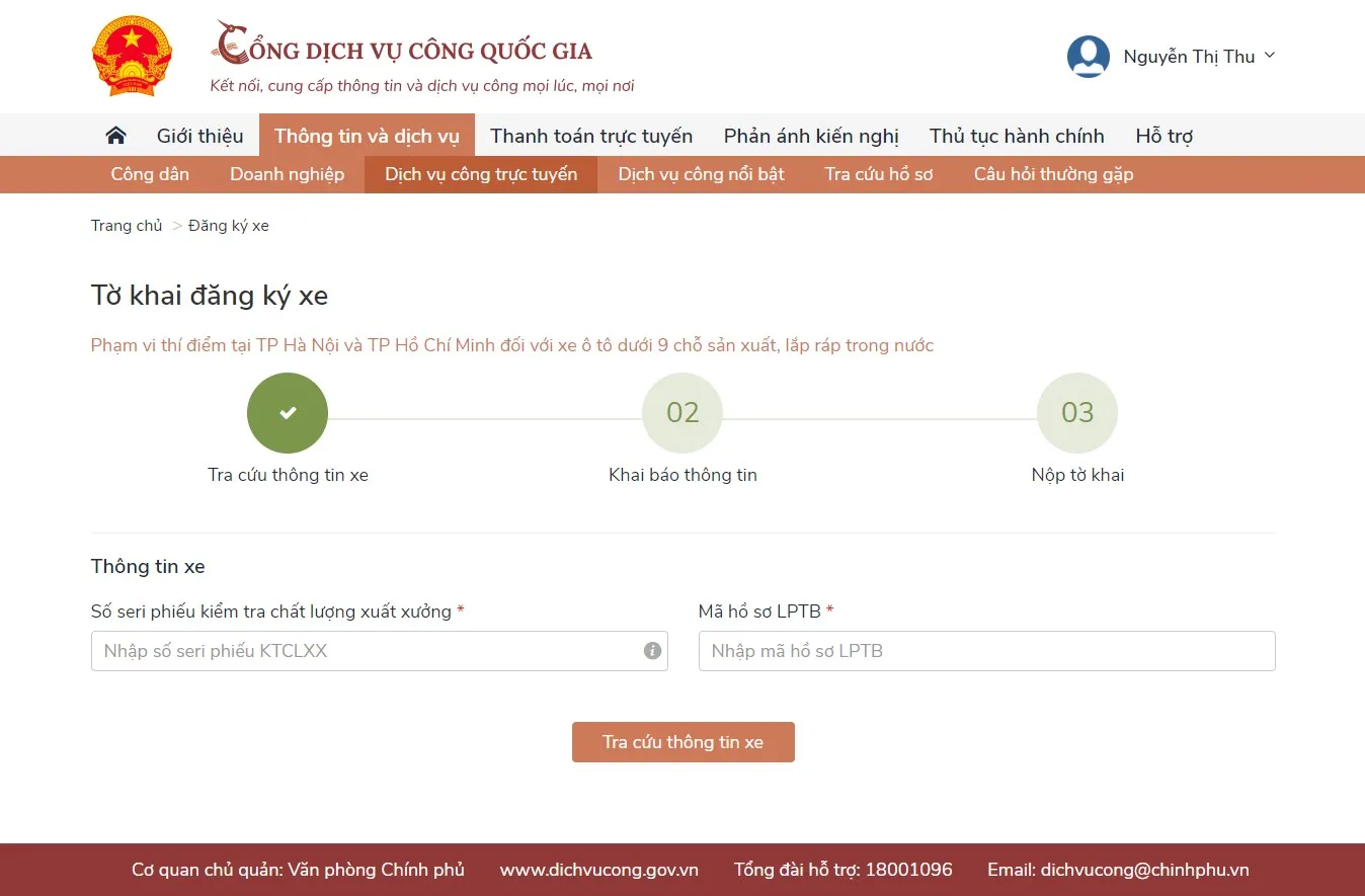 Thủ tục sang tên xe máy online