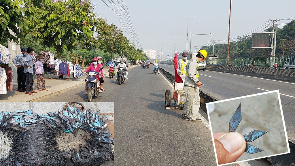 Rải vật sắc nhọn trên đường bị phạt bao nhiêu tiền?