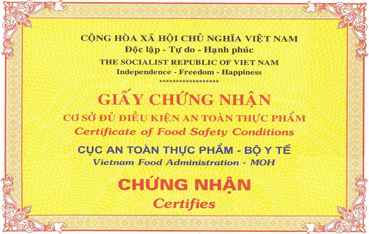 Giấy chứng nhận đủ điều kiện kinh doanh thực phẩm