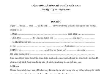 Mẫu di chúc có công chứng mới năm 2022