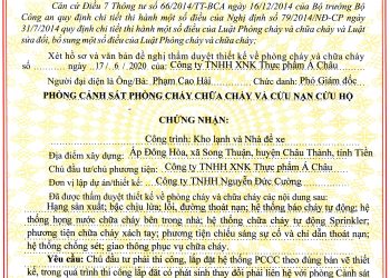 Mẫu giấy chứng nhận phòng cháy chữa cháy năm 2022?