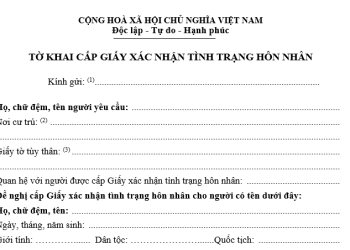 Mẫu tờ khai xin xác nhận tình trạng hôn nhân