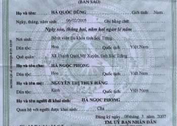 Bổ sung tên cha, mẹ nuôi trong giấy khai sinh