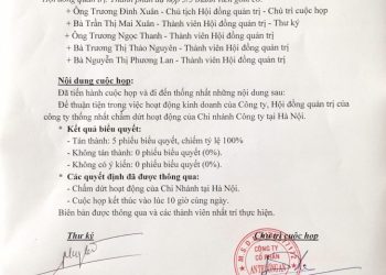 Hồ sơ giải thể chi nhánh phụ thuộc