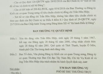 Xóa tên đảng viên có phải là hình thức kỷ luật không