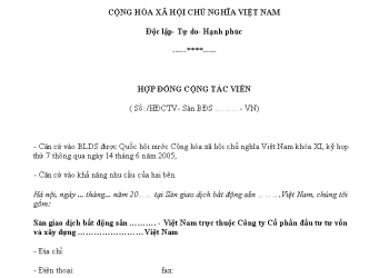 Quy định về hợp đồng cộng tác viên