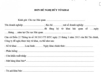 Quy định về hủy tờ khai hải quan
