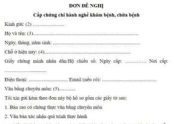 Đơn đề nghị cấp chứng chỉ hành nghề điều dưỡng