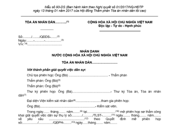 Mẫu quyết định tuyên bố một người mất tích mới 2023