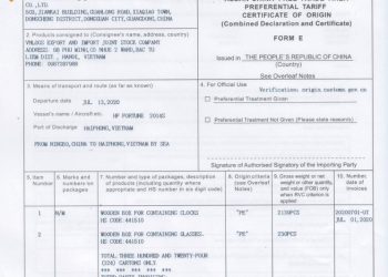 Các loại mẫu Giấy xác nhận nguồn gốc hàng hóa C/O phổ biến