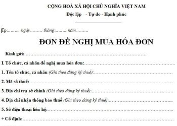 Mẫu đơn đề nghị mua hóa đơn lẻ mới nhất năm 2023