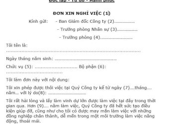 Mẫu đơn xin nghỉ việc dài hạn