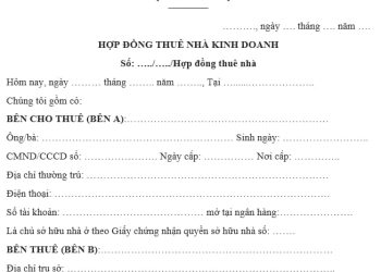 Mẫu Hợp đồng cho thuê nhà kinh doanh chuẩn năm 2023