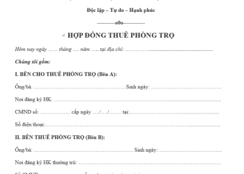 Mẫu hợp đồng thuê nhà trọ