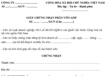 Mẫu giấy chứng nhận góp vốn