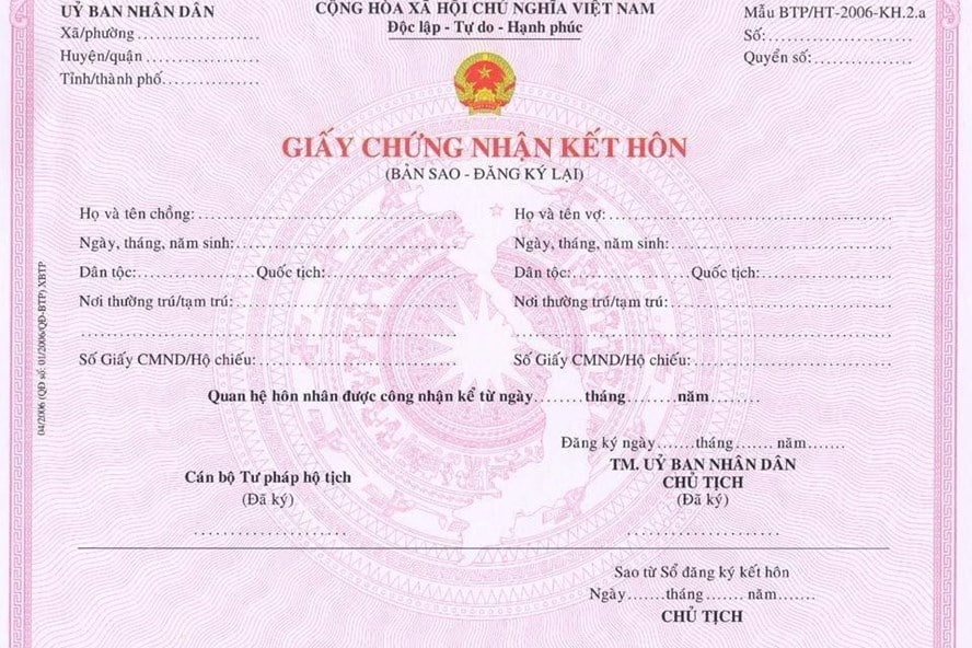 Xin cấp lại giấy đăng ký kết hôn bản chính
