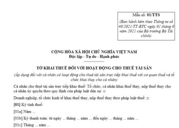 Mẫu tờ khai thuế đối với hoạt động cho thuê tài sản