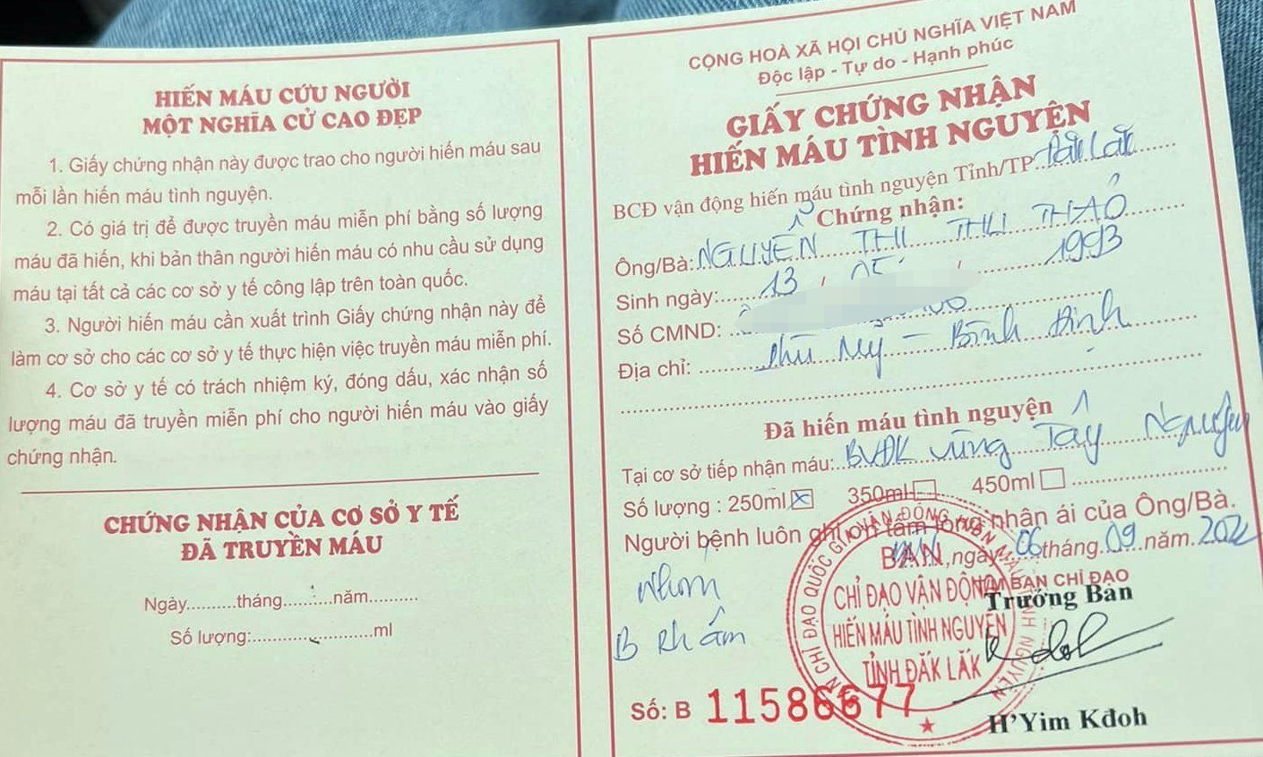 Thời hạn giấy chứng nhận hiến máu