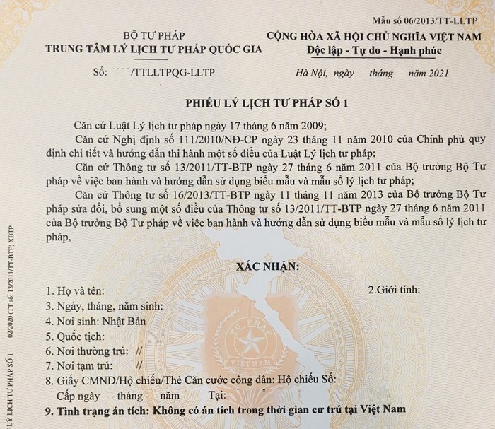 Hồ sơ làm lý lịch tư pháp cho cá nhân gồm giấy tờ gì 2023?