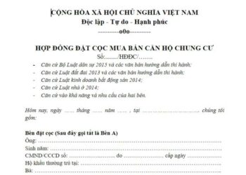 Mẫu hợp đồng đặt cọc mua nhà chung cư mới 2023?