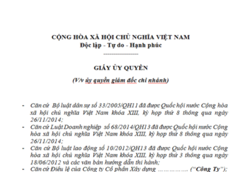Mẫu giấy ủy quyền ký hợp đồng thay giám đốc