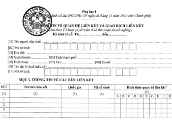 Cách kê khai phụ lục giao dịch liên kết