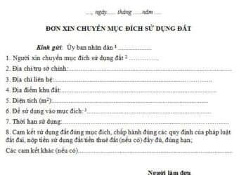 Mẫu đơn xin chuyển đổi đất lúa sang đất trồng cây mới năm 2023
