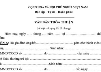 Mẫu giấy cam kết lối đi chung mới năm 2023