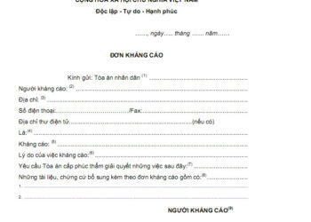 Mẫu đơn kháng cáo dân sự mới năm 2023