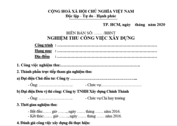Người ký biên bản nghiệm thu công việc xây dựng