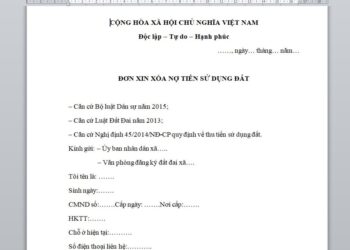 Mẫu đơn xin xóa nợ tiền sử dụng đất